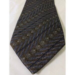 Pavone Brown/Blue Striped Patterned Silk Tie Eclectic Grandpa Luxury 58x4